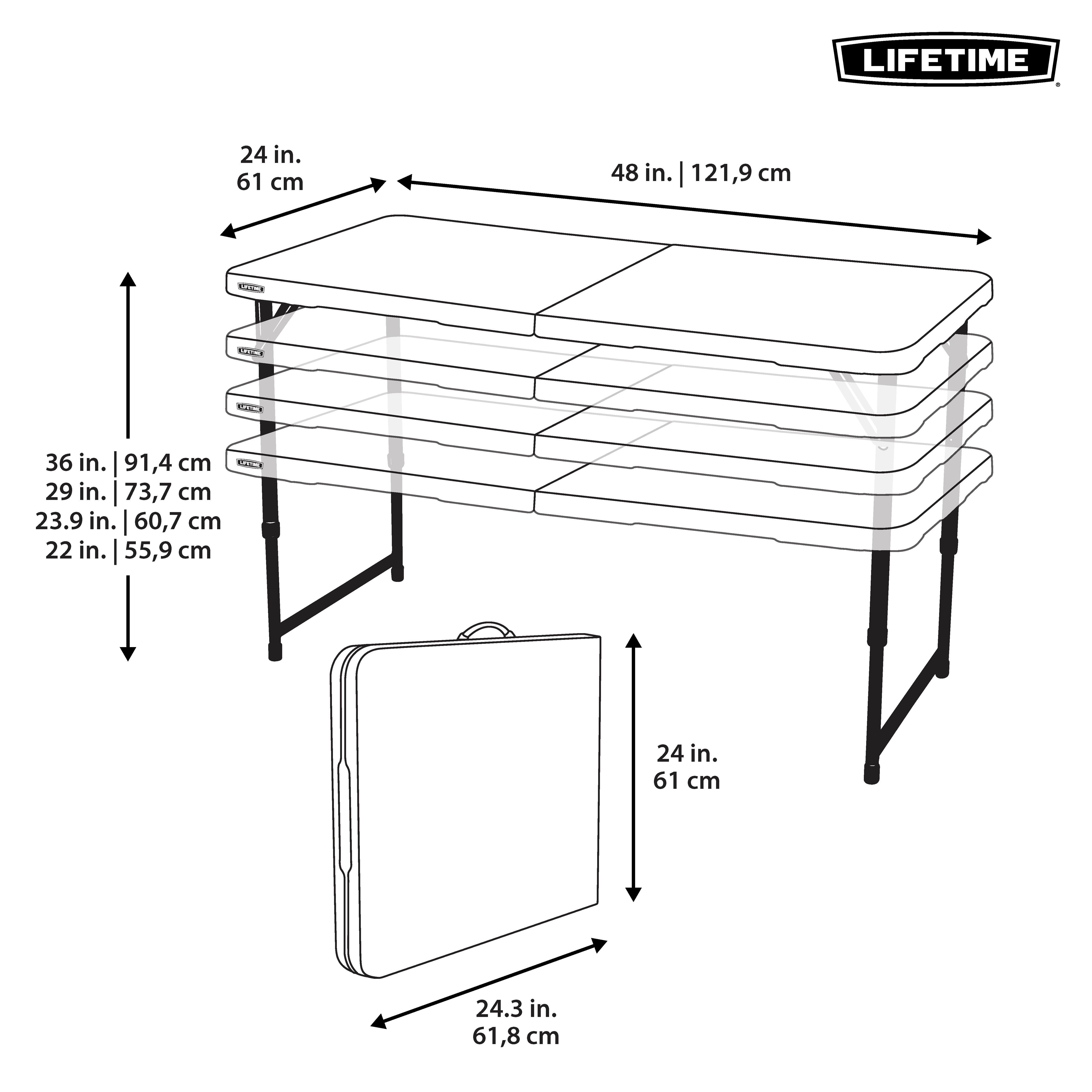 Lifetime 4-Foot Adjustable Fold-In-Half Table (Essential)