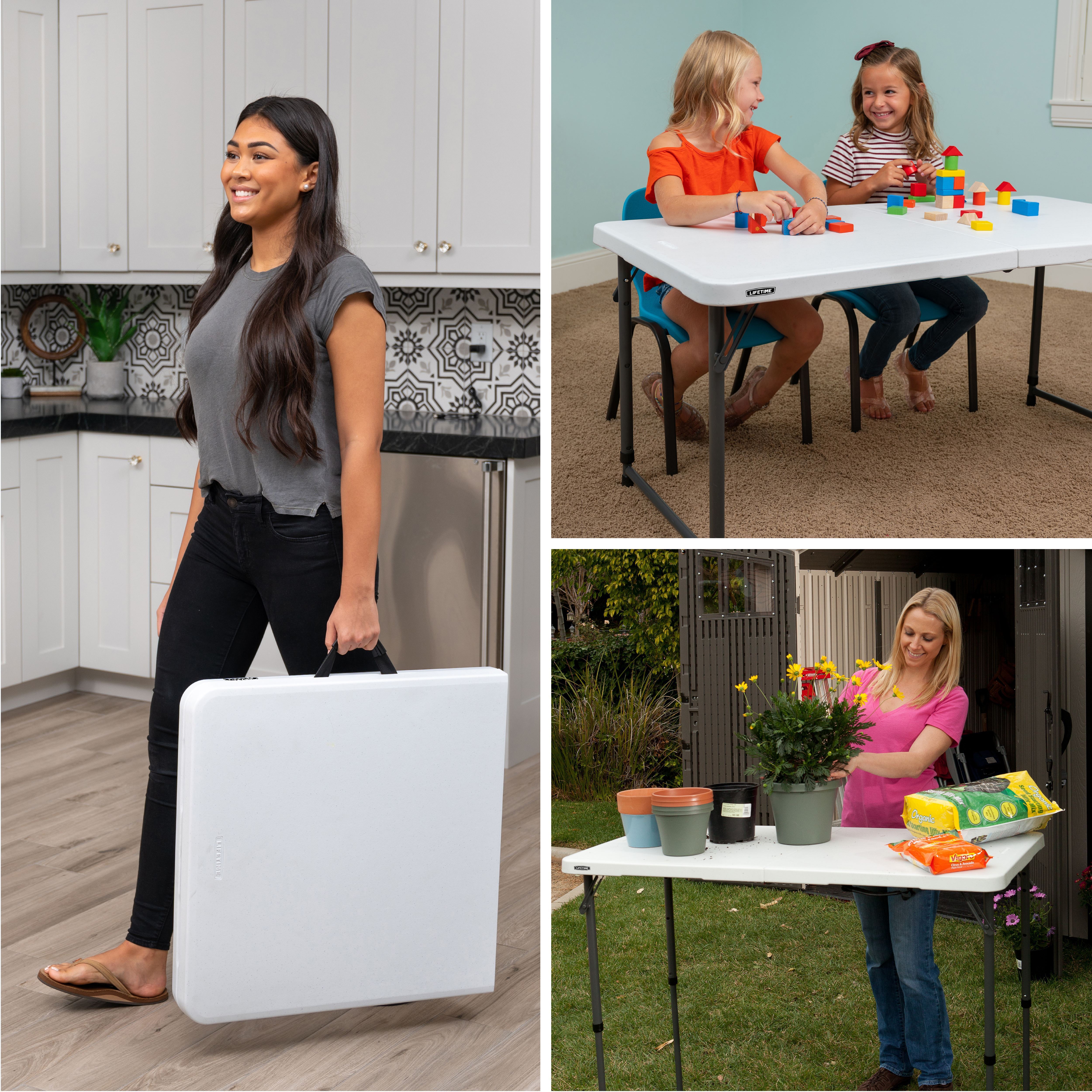 Lifetime 4-Foot Adjustable Fold-In-Half Table (Essential)