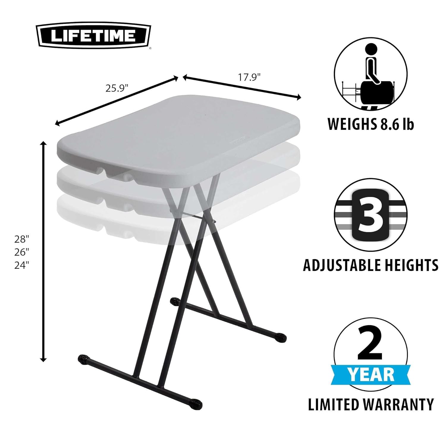 Lifetime 26-Inch Personal Table (Light Commercial)