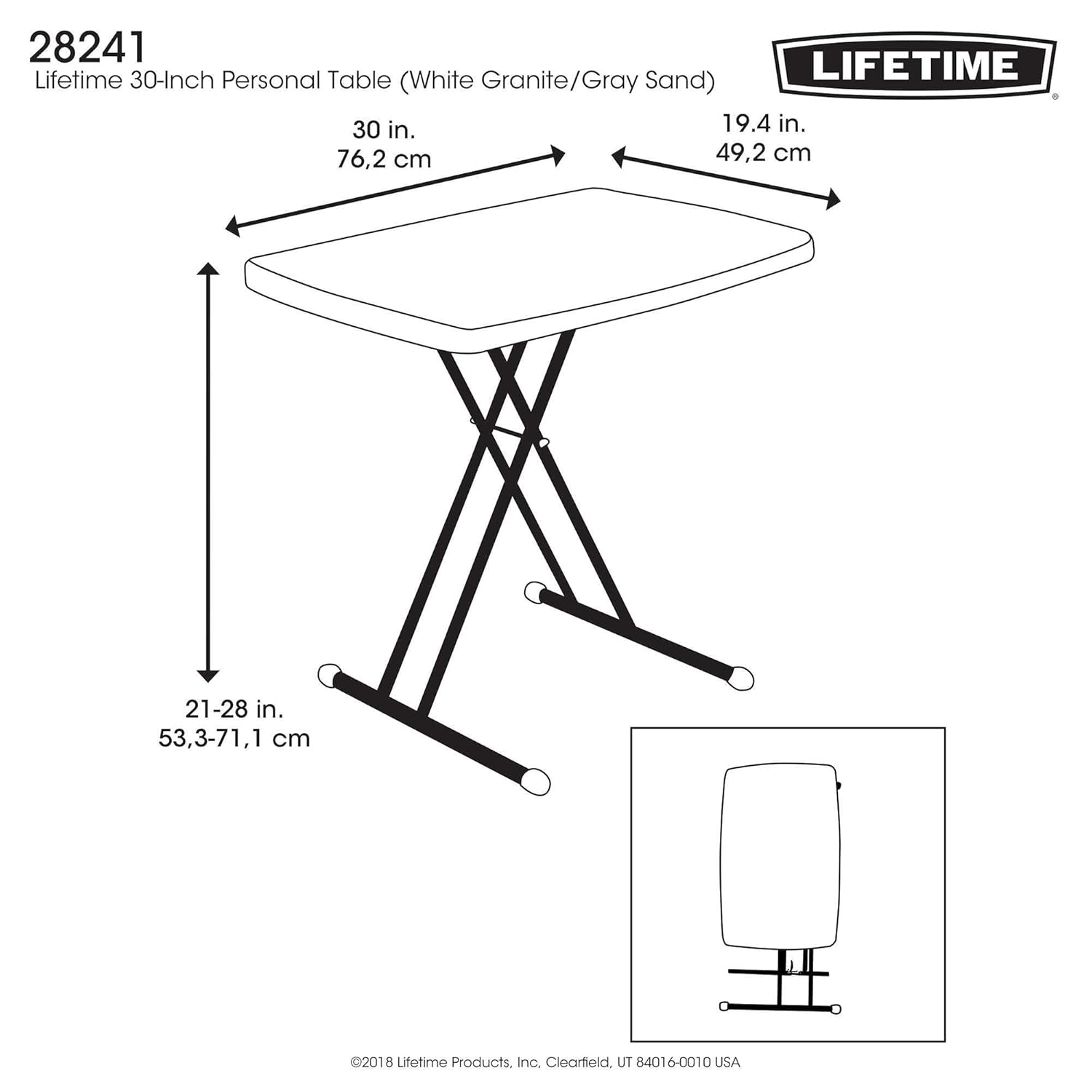 Lifetime 30-Inch Personal Table