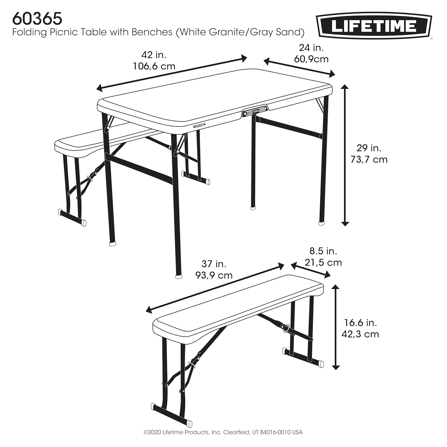 Lifetime Folding Picnic Table with Benches