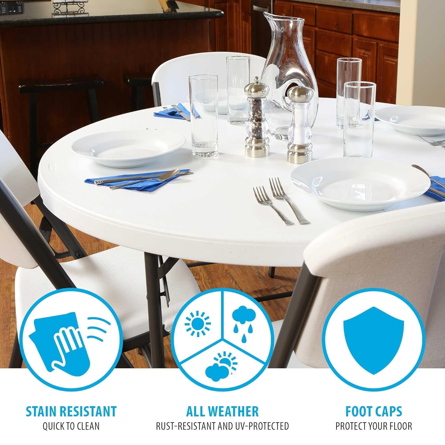 Lifetime 48-Inch Round Fold-In-Half Table (Light Commercial)