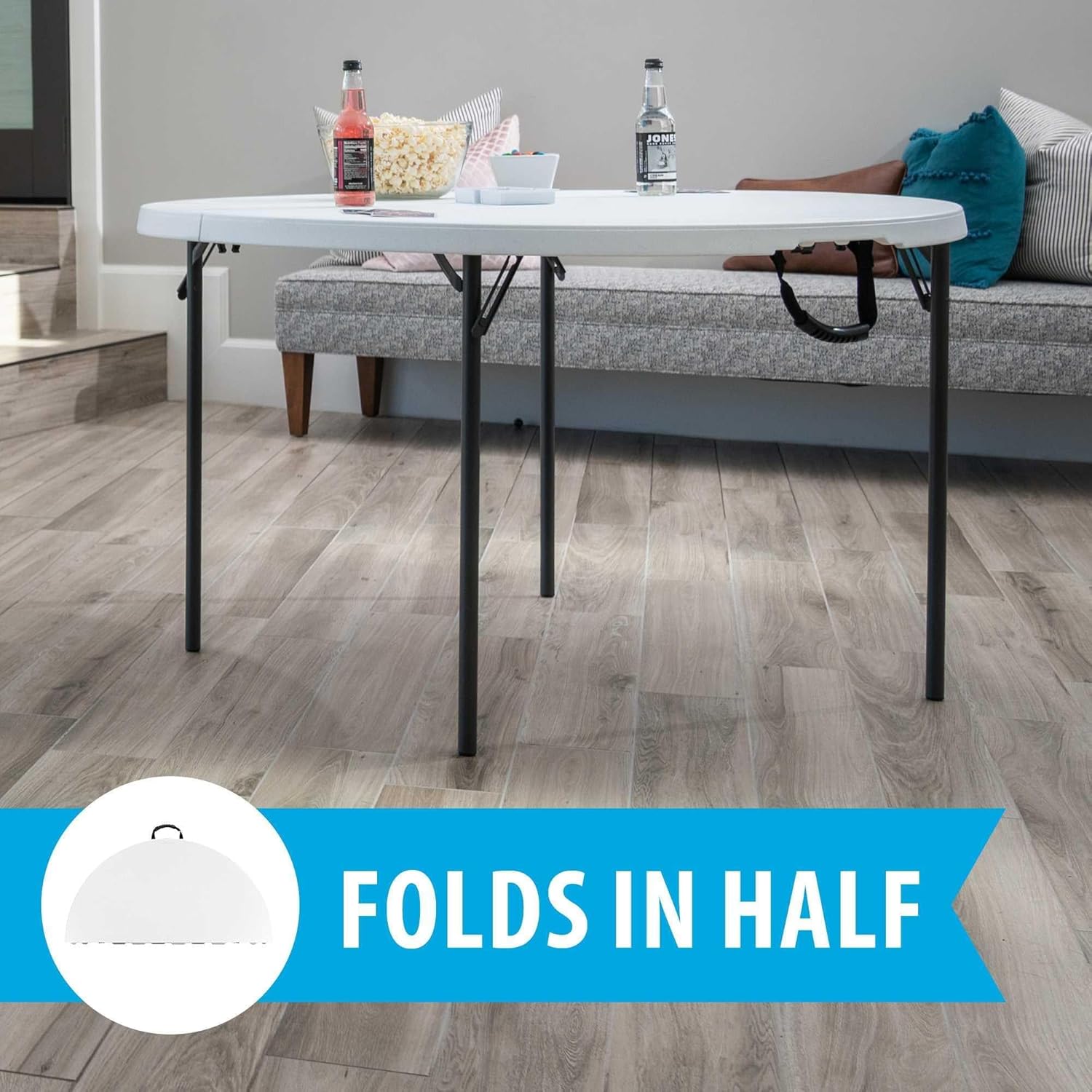 Lifetime 48-Inch Round Fold-In-Half Table (Light Commercial)