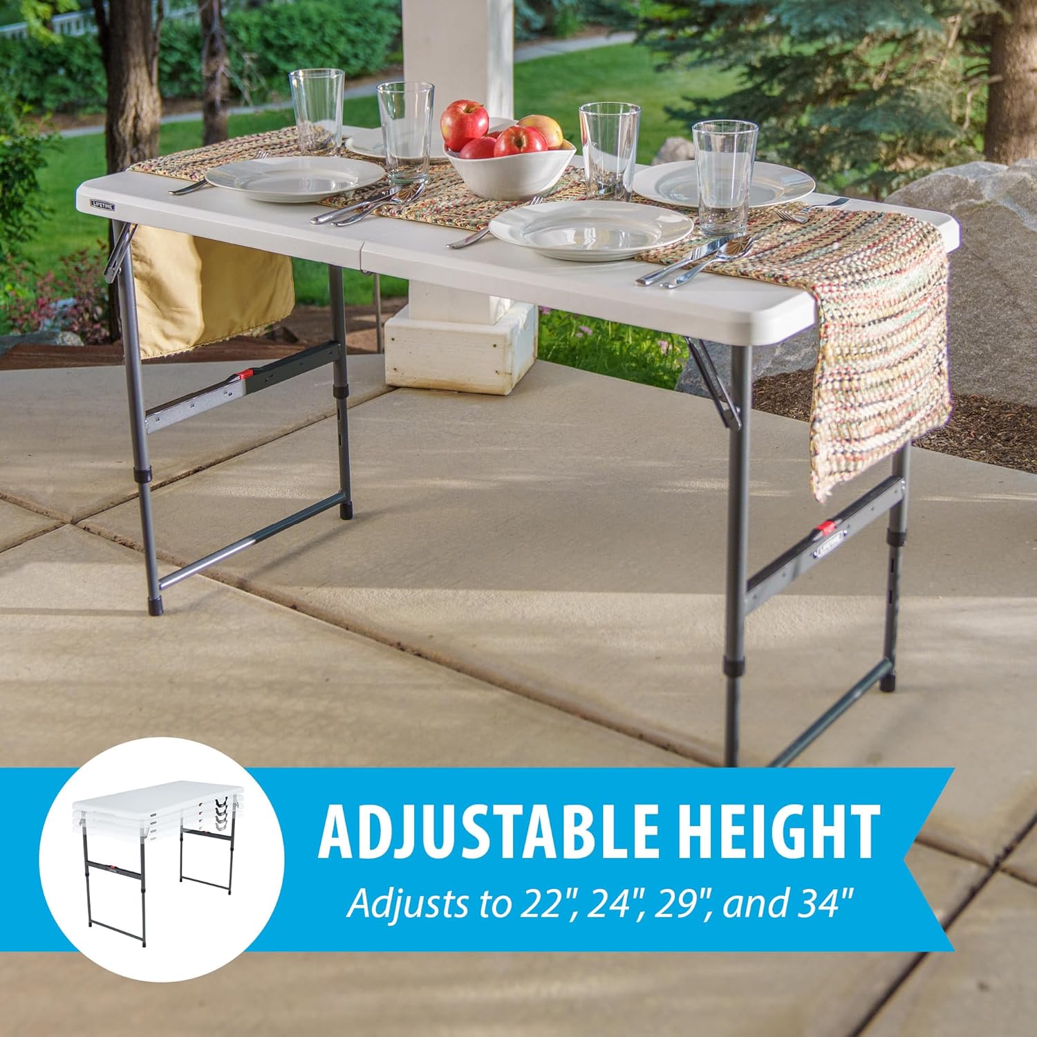 Lifetime 4-Foot Fold-in-Half Adjustable Table (Essential)
