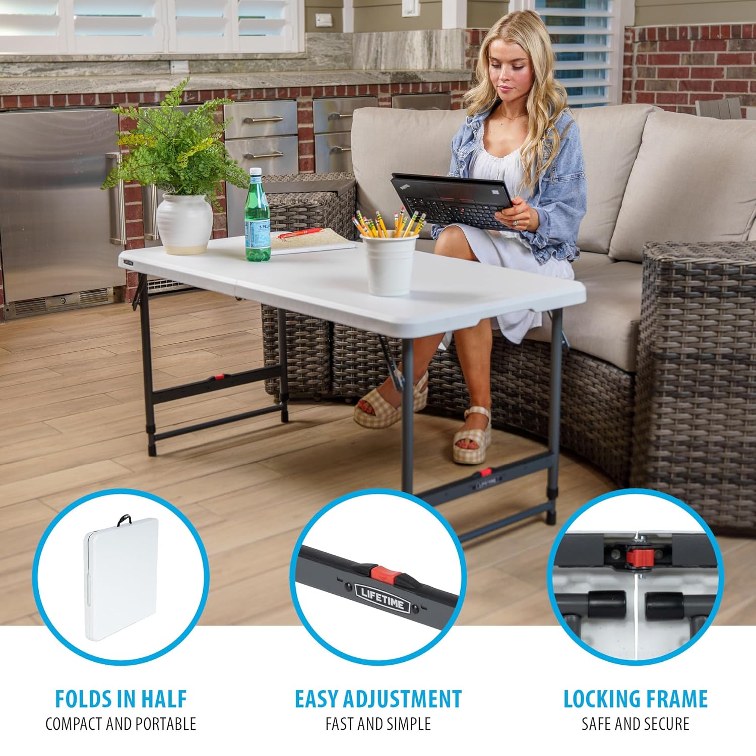 Lifetime 4-Foot Fold-in-Half Adjustable Table (Essential)