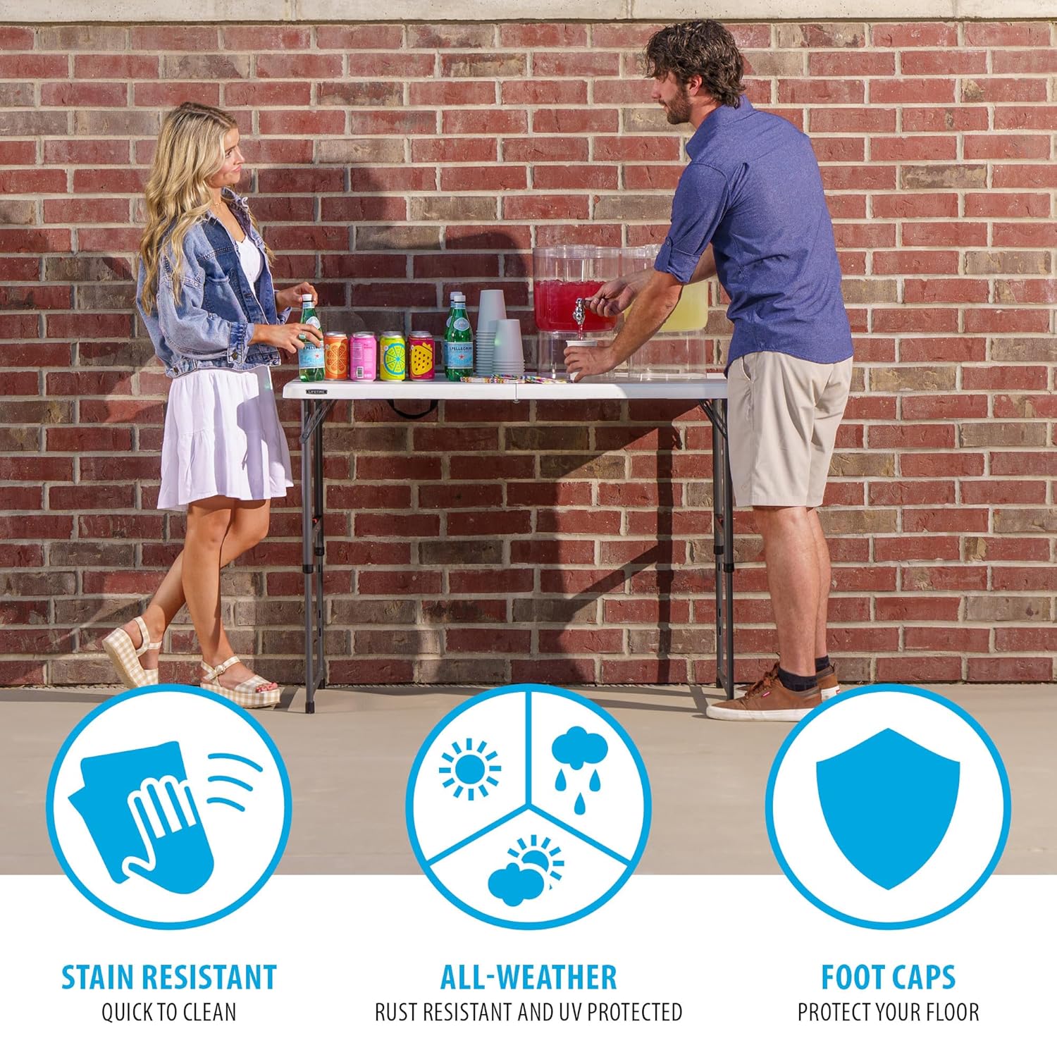 Lifetime 4-Foot Fold-in-Half Adjustable Table (Essential)